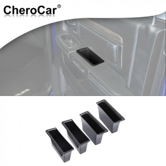4PCS Car Door Armrest Storage Box Organizer For Dodge Ram 2010-2017 Black Inner