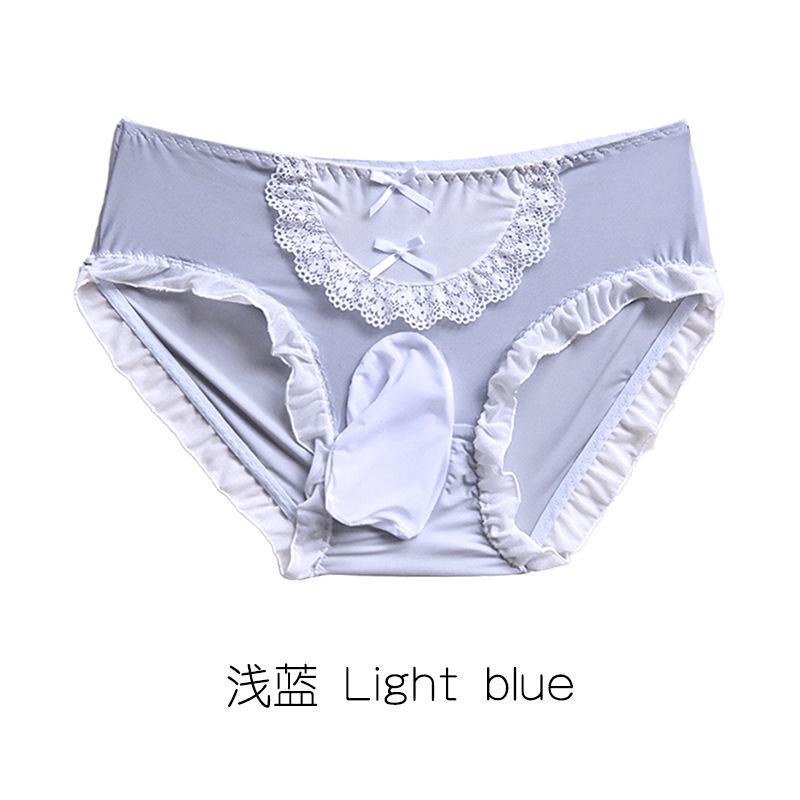 Japanese Maid Cosplay Panties Men Sweet Lolita Brief Sexy Bullet Separation Underwear Bow Lolita Lingerie Penis Sheath Underpant