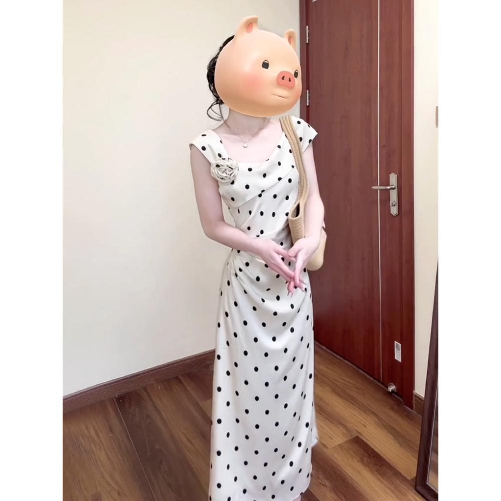 Summer White Polka Dot Dress Temperament Hip-wrapped Long Dress Is Popular In Spring To Wear Casual New Women's Clothing
