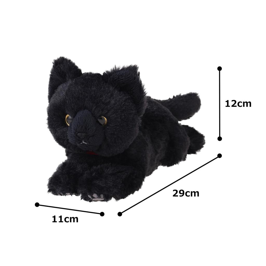 Sun Lemon Lap Cat Plush Animal Short Sleeve Black 11 x 29 x 12cm Cute P-8032