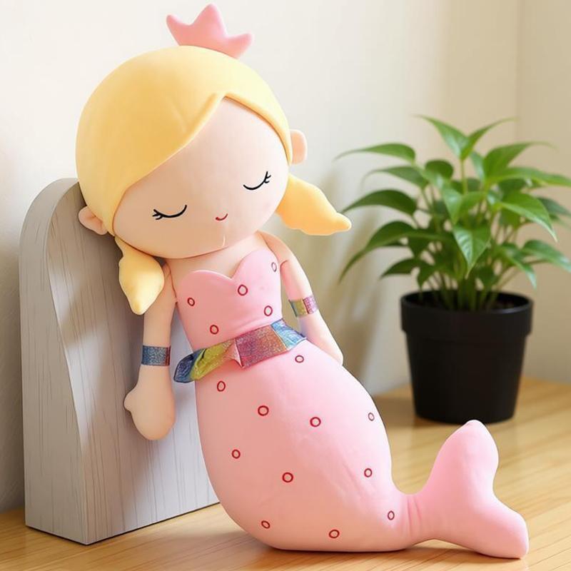 40-80Cm Kawaii Cartoon Mermaid Plush Toy Soft Fish Throw Pillow Stuffed Doll Lovely Decor Cushion Kids Boys Girls Birthday Gift