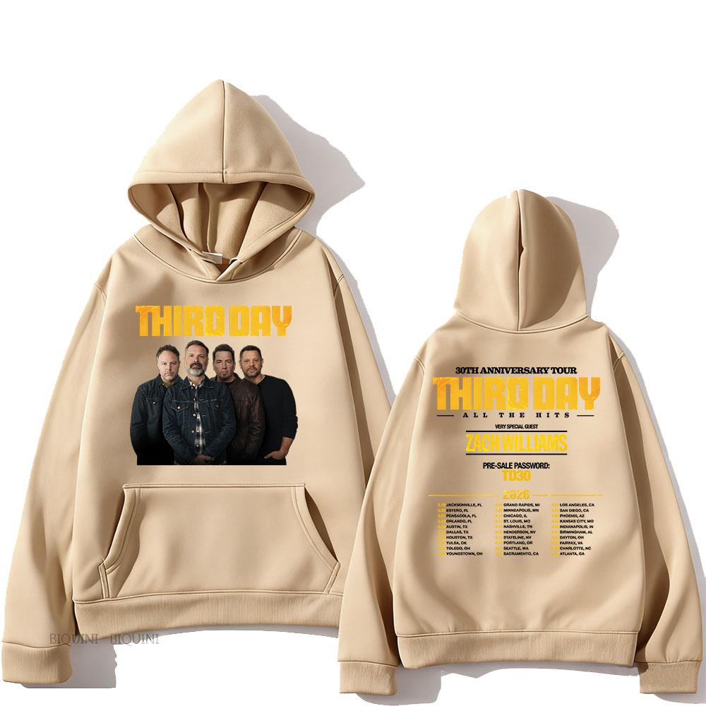 Third Day 30th Anniversary Tour 2026 Hoodies All The Hits Letter Printing Sweatshirts Long Sleeve Winter Male Hooded Pullovers