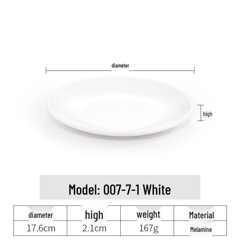 White Melamine Plastic Round Plate for Catering and Restaurant Dining