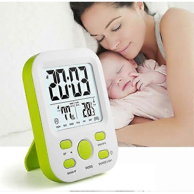 Digital Alarm Clock With Snooze And Sleep Timer, 12/24 Hour, Backlit Display, Automatic Humidity And Temperature Adjustment.