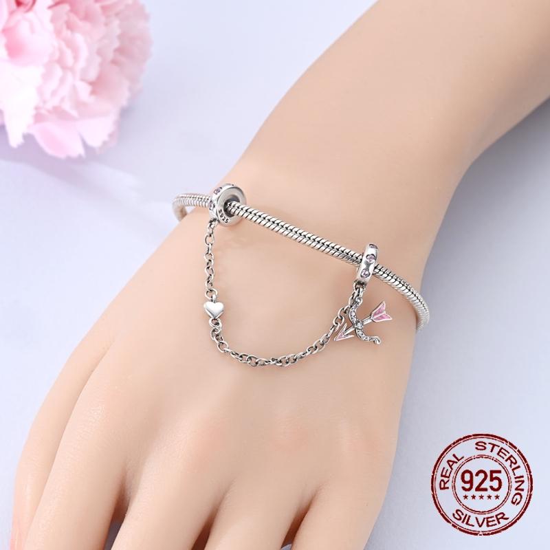 Bow Arrow Love Launch Safety Chain Beads Copper Craft Dangle Pendant Fit Bangle Bracelet Necklace Handmade Jewellery