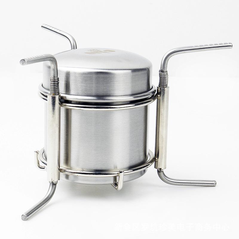 Outdoor Stainless Steel Alcohol Stove, Portable Liquid Fuel Camp Stove, Picnic Cookware Hot Pot