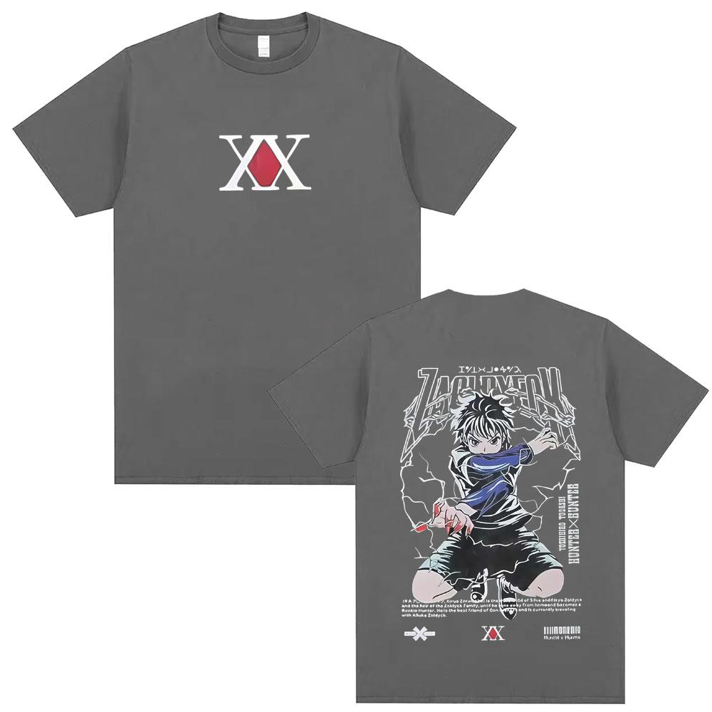 Anime Hunter X Hunter Graphic Tshirt Killua Zoldyck Double Sided Print T Shirts Men Women Casual Oversized Crewneck Tshirts