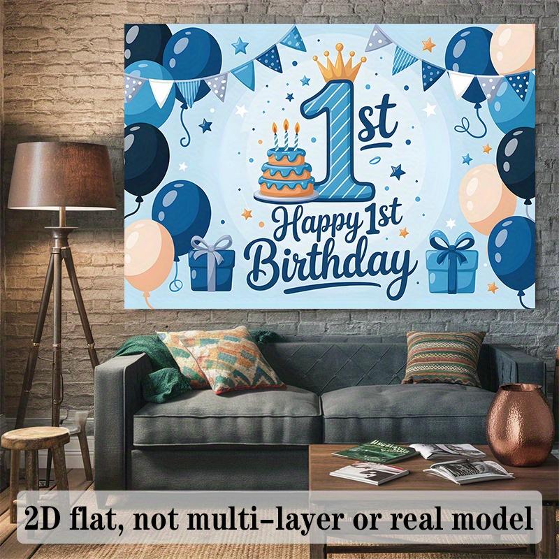 First Birthday Party Banner, Balloons Stars Cake Backdrop Wall Decor for Home