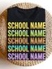 Men'S School Name Print T Shirt School Logo & Slogan Short Sleeve Black with Multicolor Vertical Lettering Casual Round Neck Summer Shirt for School E
