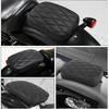 Motorcycle Pillion Passenger Pad Seat, Black Rhombus Pattern Leather Pillion Pad W/ 8 Suction Cup Rear Passenger Seat Compatible with Harley Custom