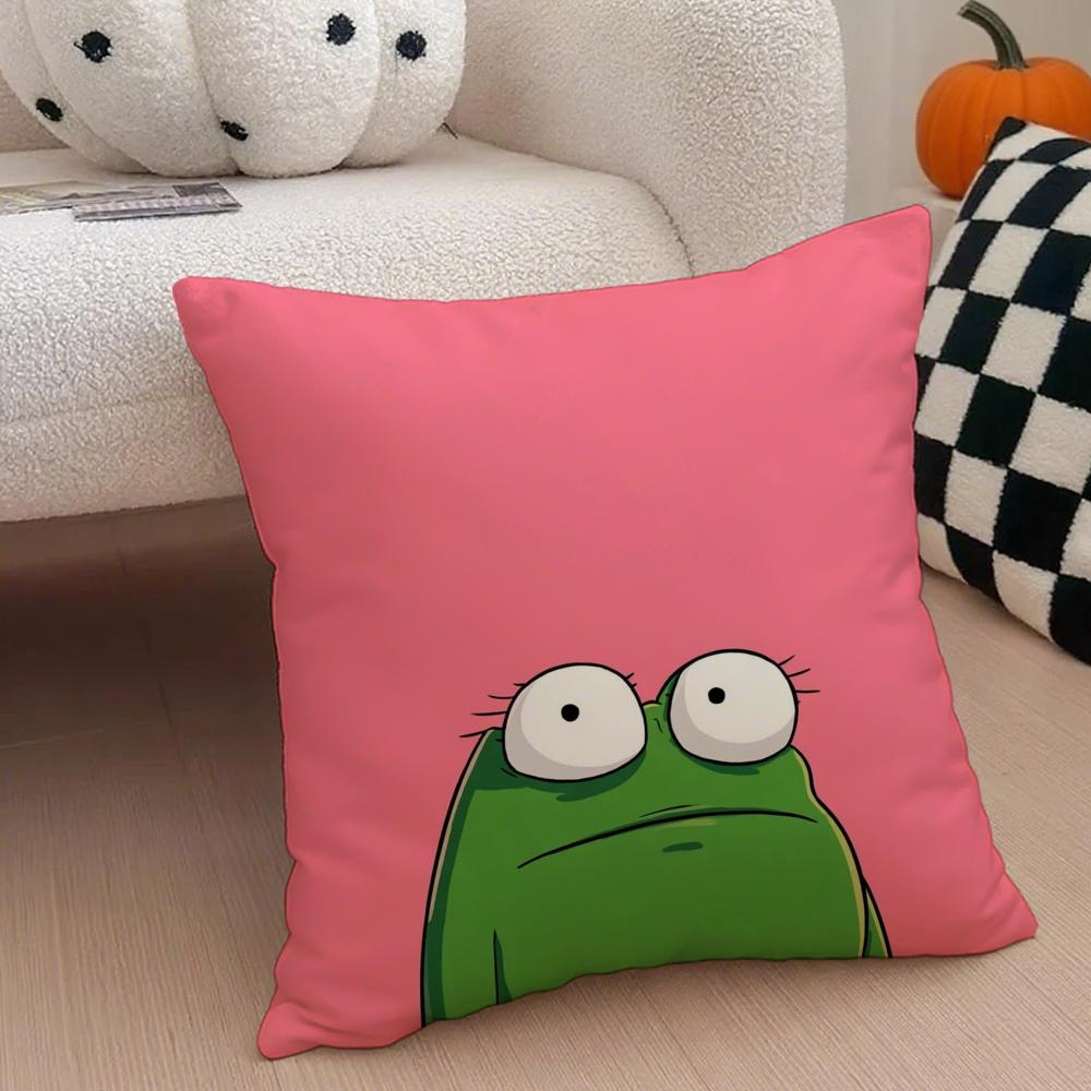 cute frog Cushion Cover Throw Pillow Cover Hidden Button Durable Polyester Chair Cushion