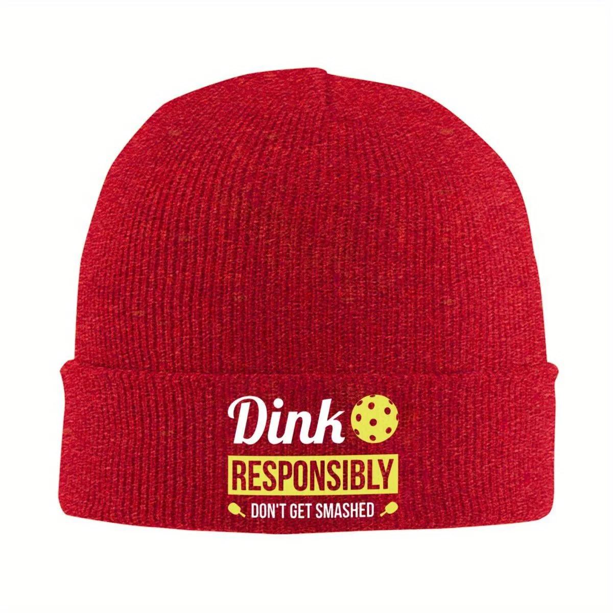 New Dink Responsibly Funny Pickleball Knitted Hat Beanie Winter Hat Warm Fashion Cap Unisex Women