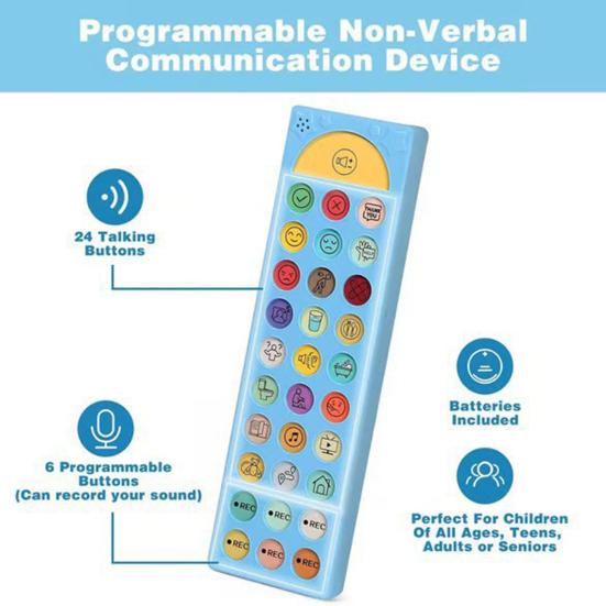 AAC Communication Device with 6 Programmable Buttons Adjustable Volume Speech Therapy Stroke Rehab Non-Verbal Communication Tools Talking Aid