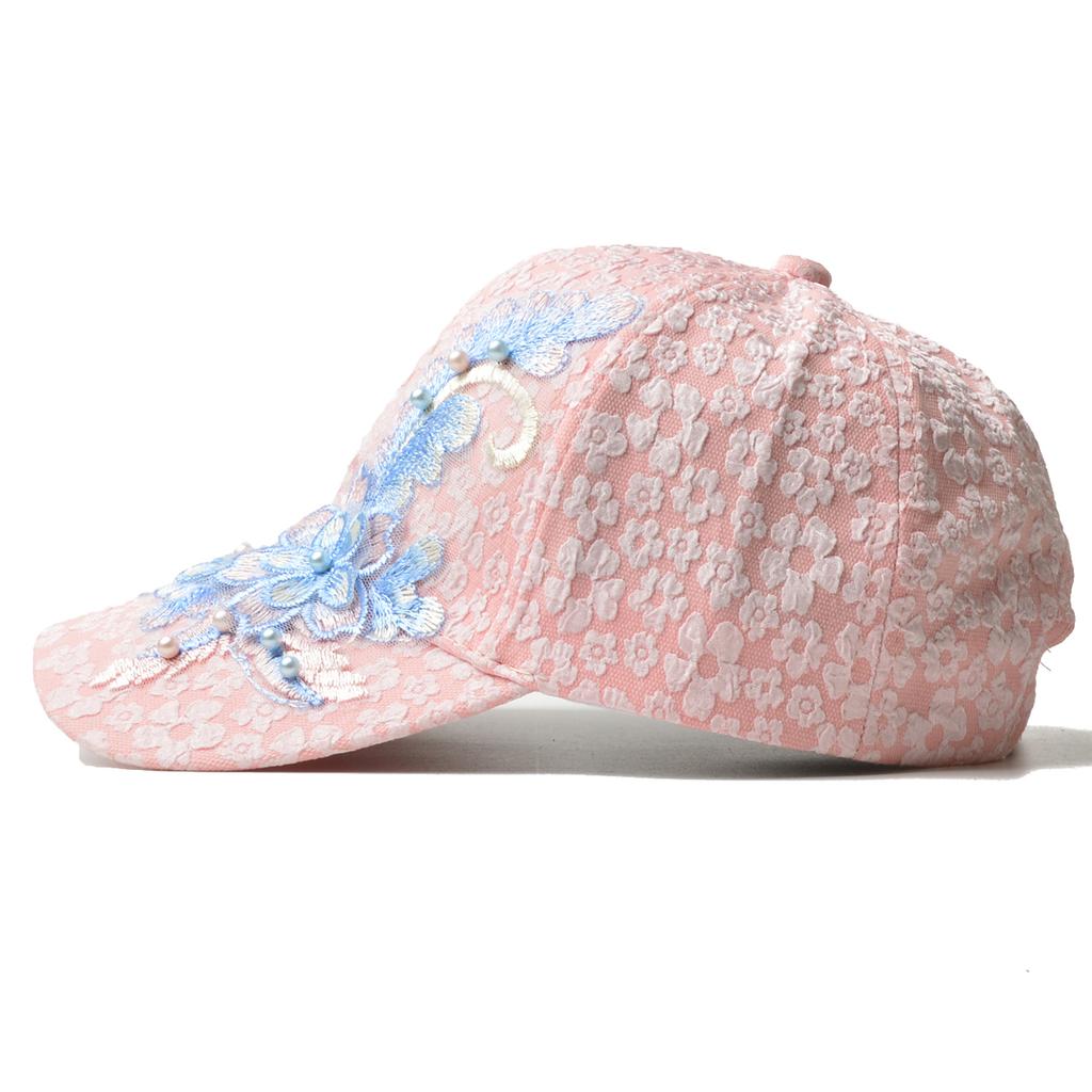 Northwood Pressed Pleated Bubble Floral Baseball Cap Women's Lace Beaded Flower Sunscreen Hats Sunshade Breathable Cap for Women