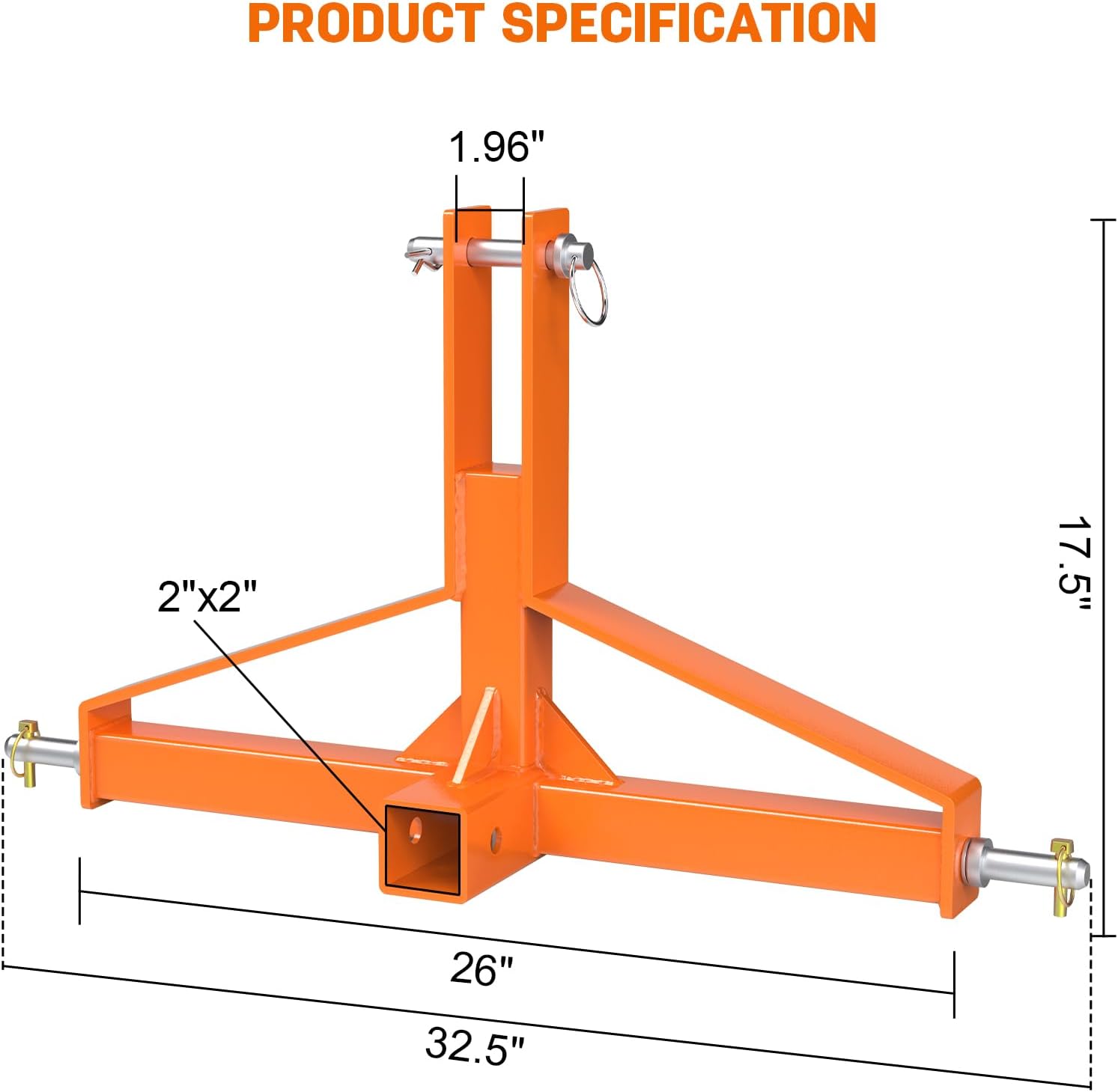 

Помаранчевий 3-точковий зчіпний пристрій Швидкий зчіп, 2 для трактора категорії 1, Сумісний з Kubota, John Deere, BX, Kioti, Yanmar United States