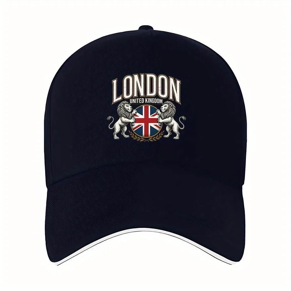 London United Kingdom Crest Baseball Cap Unisex Polyester Adjustable Casual Travel Hat One Size