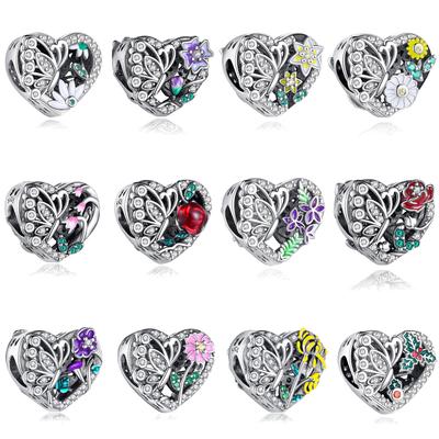 Month Flower Bead Components Copper Metal Colors Designed For Charm Bead Components Copper Metal Colors Authentic Original Bracelet High Quality Fine