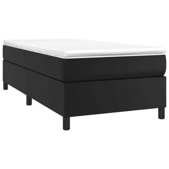 3144590 vidaXL Divan-lit Tapissier Avec Matelas Noir 100x200 Cm Similicuir