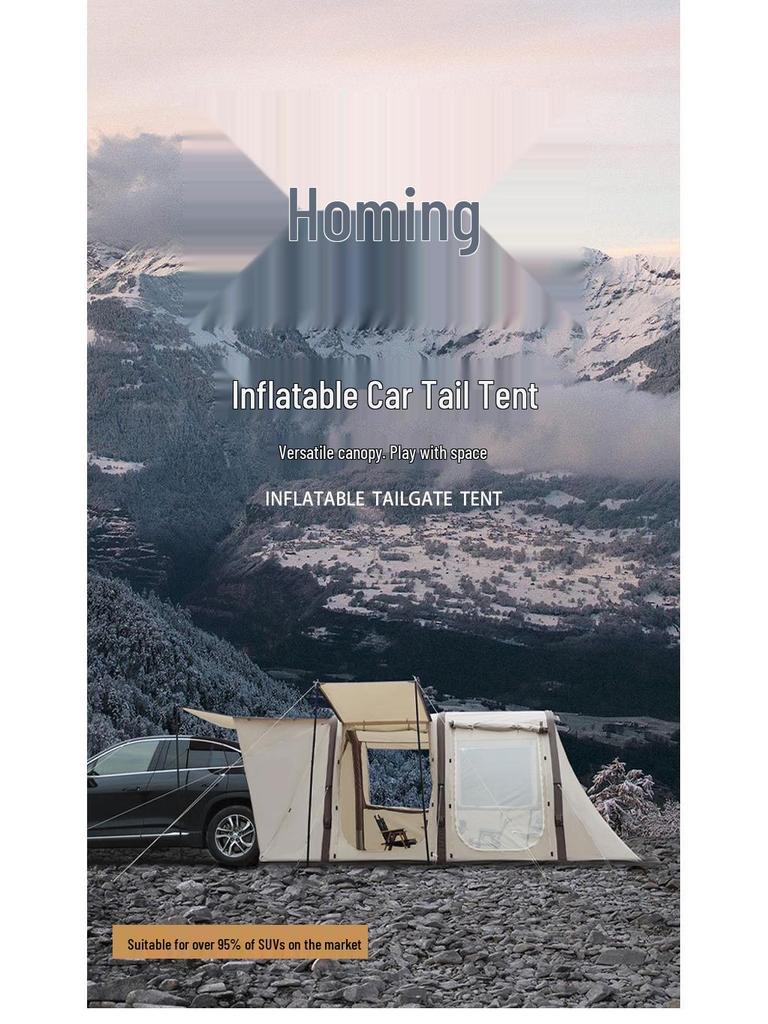 Inflatable Car Rear Tent: Thick Sun and Rain Protection Awning for Outdoor Camping