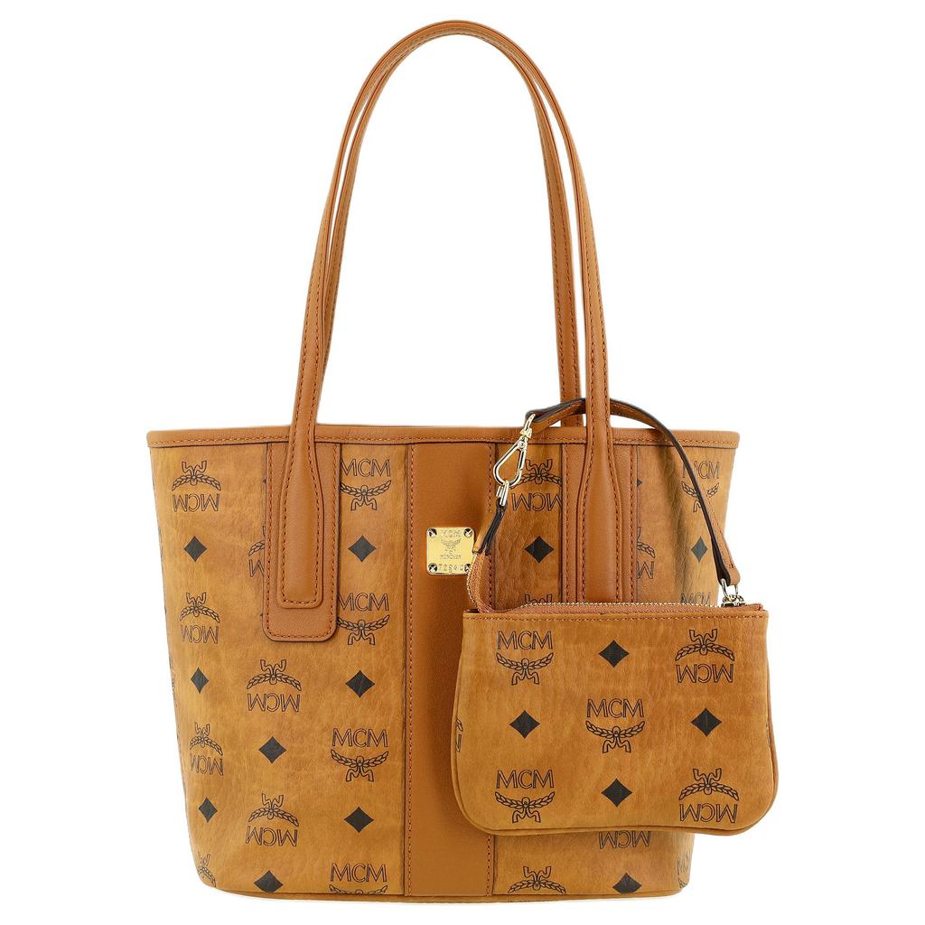 New MCM Liz Visetos Canvas With Leather Combo Bag Tote Bag Shopping Bag Handbag Shoulder Bag Mini Women's Brown Cognac MWPDALR01CO001