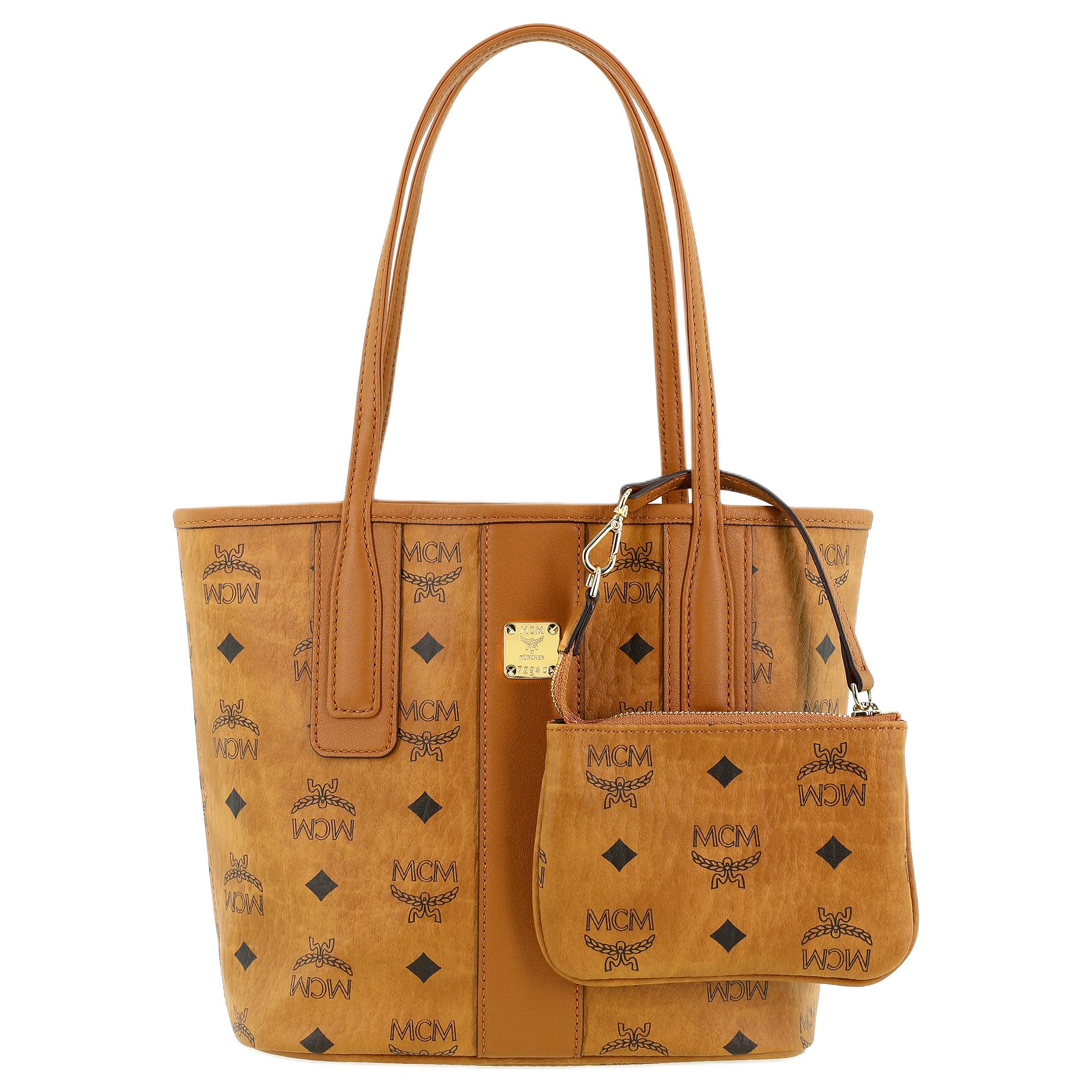MCM Klassiek Monogram Print Omkeerbare Afneembare Canvas en Leer Schoudertas Mini Dames Schoudertas Bruin Cognac MWPDALR01CO001 Basic Set (Bag+Dust Bag)