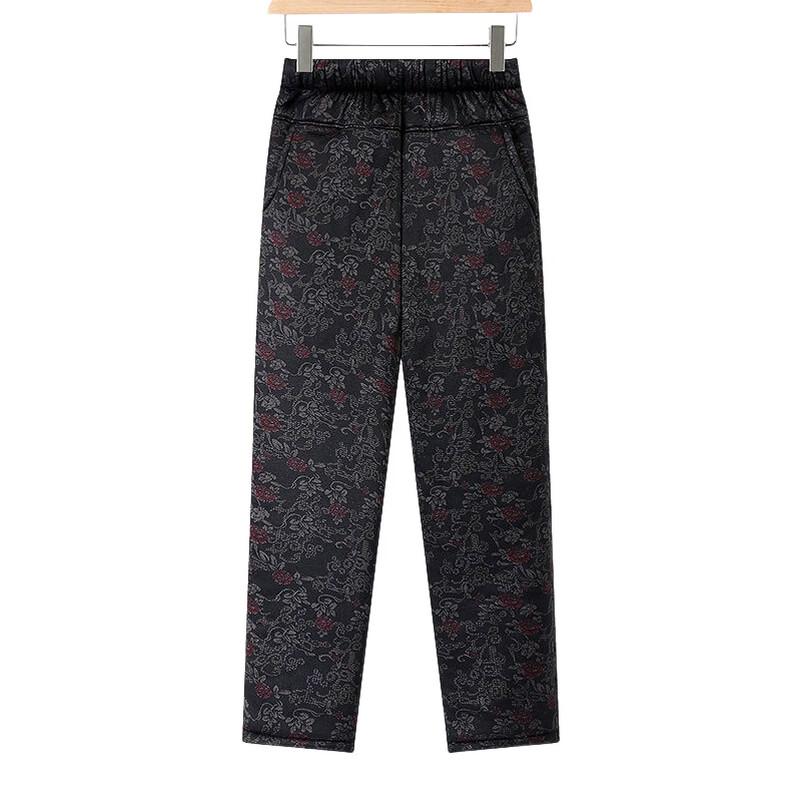 Yalu Women's High-Waisted Fleece-Lined Straight Leg Pants for Seniors