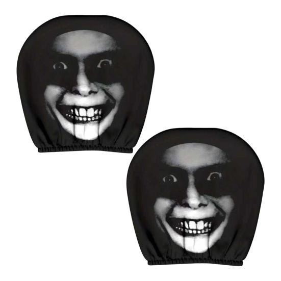 Funny Cartoon Car Headrest Covers, Universal Breathable Elastic Seat Neck Pillow Protector, Humor Spooky Auto Interior Decor for Most Vehicles