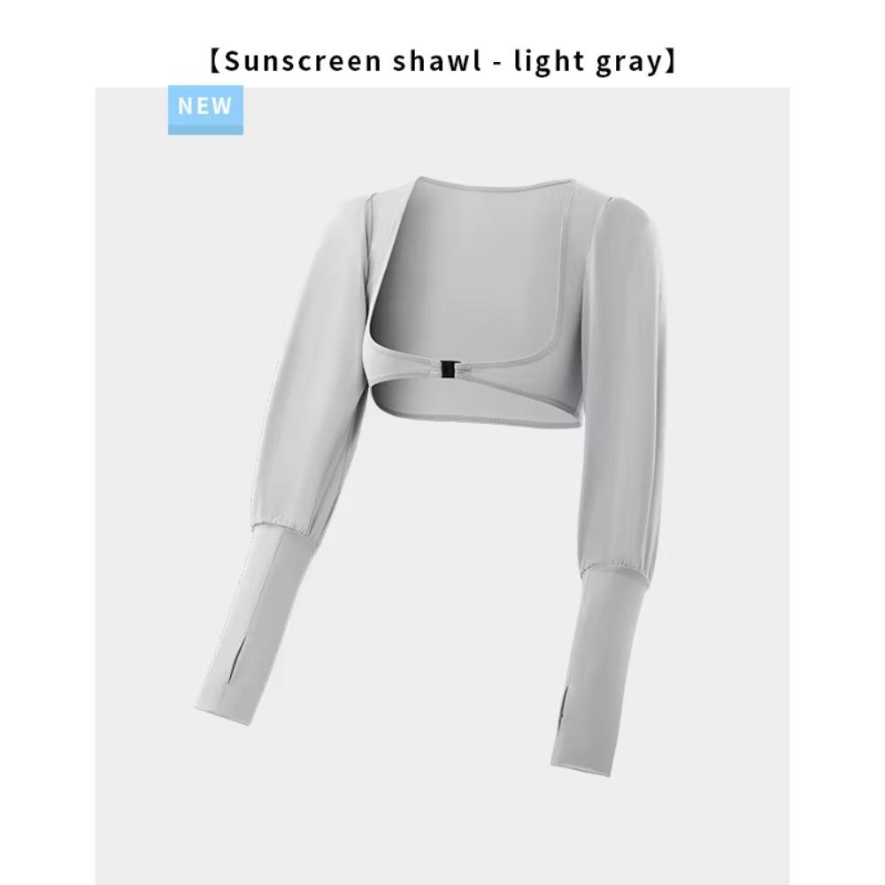 Breathable Ice Silk Shawl Anti-UV Sporty Top New Arm Sleeves  Women серый