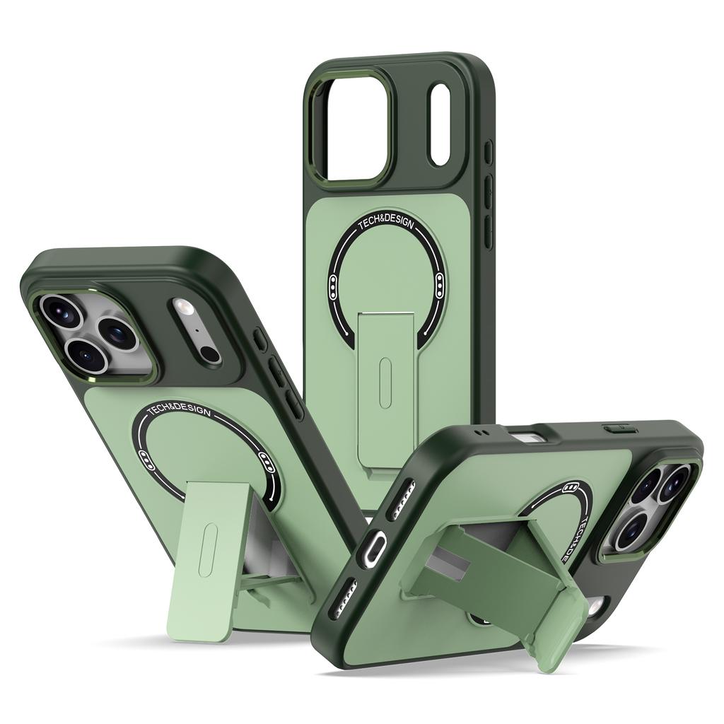 For iPhone 17 Pro Max Case Compatible with MagSafe Foldable Kickstand Shockproof TPU + PC Phone Back Cover