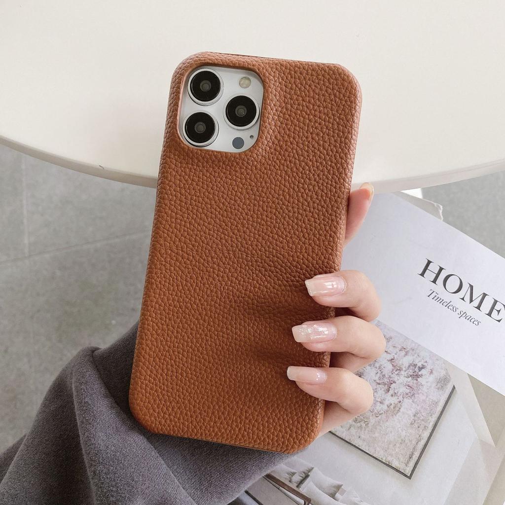 Applicable iPhone16Pro max mobile phone case Apple 14/13/12 lychee pattern mobile phone case feel X