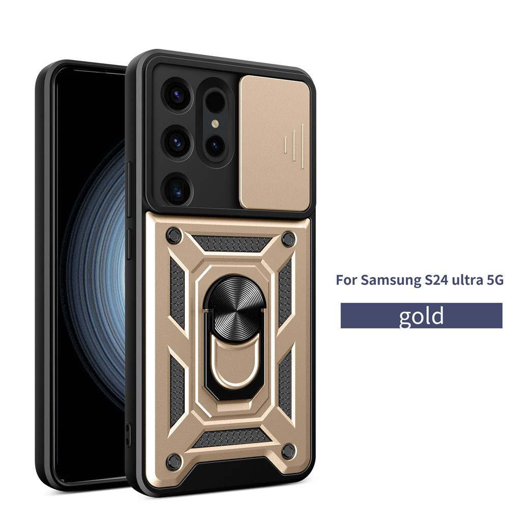 Armor Schokbestendige Hoes Voor Samsung Galaxy S24 UITRA Auto Magnetische Houder Ring Stand Camera Beschermer Galaxy S24 UItra Cover