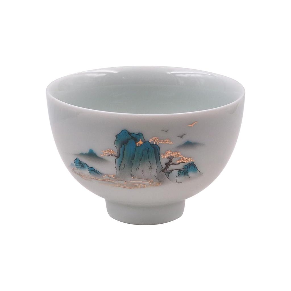 NUZAMAS Portable Travel Tea Set for Adults, Quick Cup, 2 Ceramic Teacups with Teapot for Outdoor Camping, Travel, Home, and Office Use