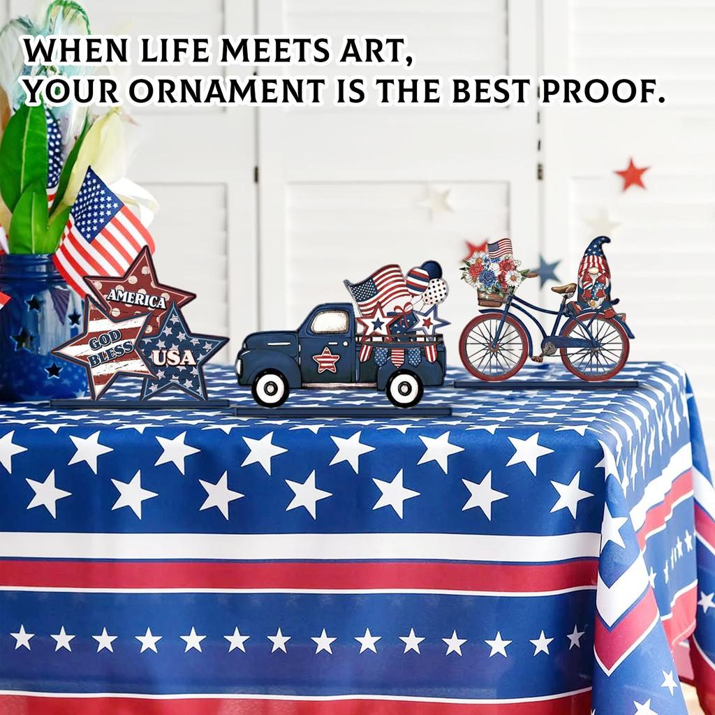 Independence Day Wooden Ornament Wooden Crafts Scene Setting Tabletop Ornament Decorations