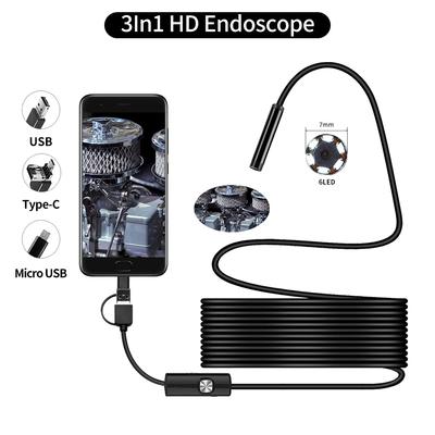 5.5mm Sewer Industrial  Endoscope Piping Endoscopy Type C Flexible Snake Mini Camera 3 In 1 Automotive Borescope for Android