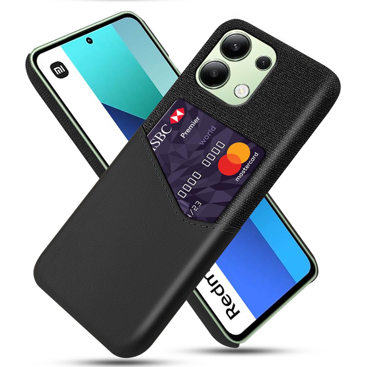 

Чехол для телефона Xiaomi Redmi Note 13 4G из ПУ-кожи + ПК-крышка со слотом для карт Black