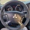 Dla Mitsubishi Pajero 2007-2014 Galant 2008-2012 Ręcznie szyty Czarny Skóra zamszowa Pokrowiec na kierownicę samochodu