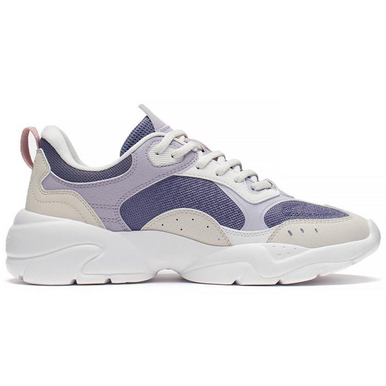 Li Ning Flowing Rock Flowing Rock Classique Basse Top Chaussures de Sport Décontractées Femme Beige Violet AGCS268-2