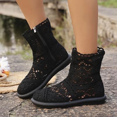Sommersandalen, Damensandalen, Netzstiefel, Hollow Boots, Frühling und Herbst Einzelstiefel, Dünne Modelle
