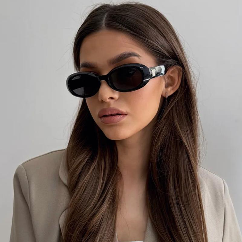 4Pcs New Women Oval Sunglasses Colorful Frame Rivet Shades UV400 Femlae Punk Style Sun Glasses Outdoor Casual Goggles Unisex