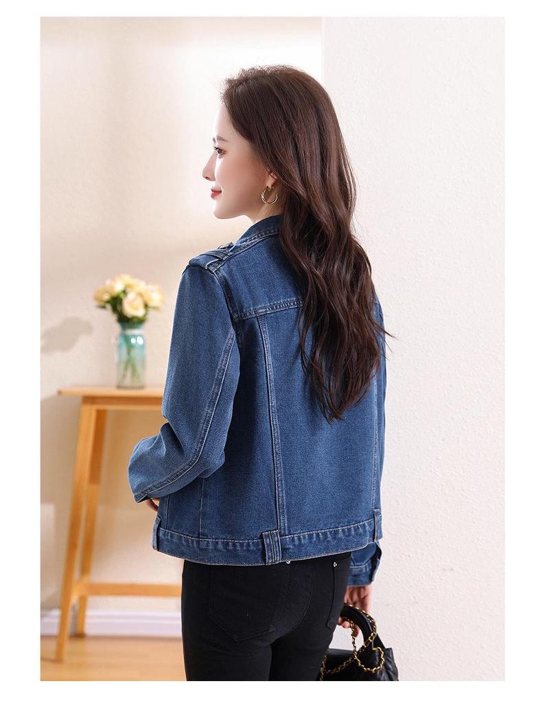 Women's Spring/Autumn 2025 Denim Jacket: Short, Slim Fit, Versatile Single-Breasted Long-Sleeve Cardigan