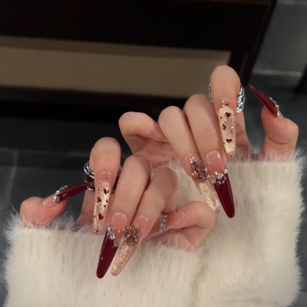 2026 New Year's Wear Nail Lion Nail Art Pure Handmade Cat's Eye Nail Art Handmade Fake Nail Patch Removable