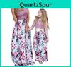 Elegant Floral Holiday Maxi Dress Family Matching For Mom And Daughter