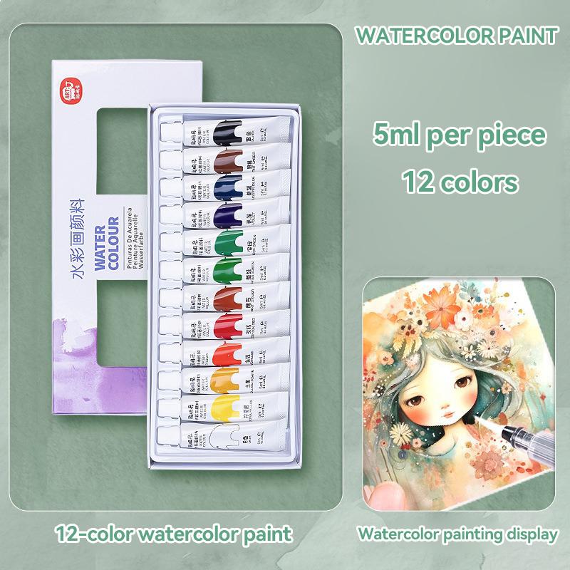 

12/24 Color Watercolor Paint Set 5ml Tubes Washable Artist Painting Supplies Vibrant Watercolors for Drawing Coloring Sketching