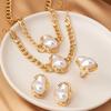 5Pcs Irregular Vintage Jewelry Suit Pearl Necklace Bracelet Ring Suit Clavicle Chain Set  Girls