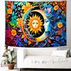 Delur Sun and Moon Tapestry Boho Mystic Floral Hippie Flower Plants Tapestry Vintage Aesthetic Psychedelic Abstract Wall Hanging Headboard for