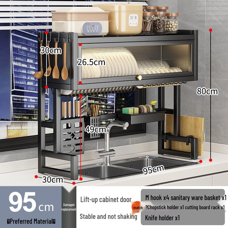 Wielofunkcyjny stojak na naczynia kuchenne: Pyłoszczelny organizer na blat do przechowywania misek, talerzy i ociekarek.