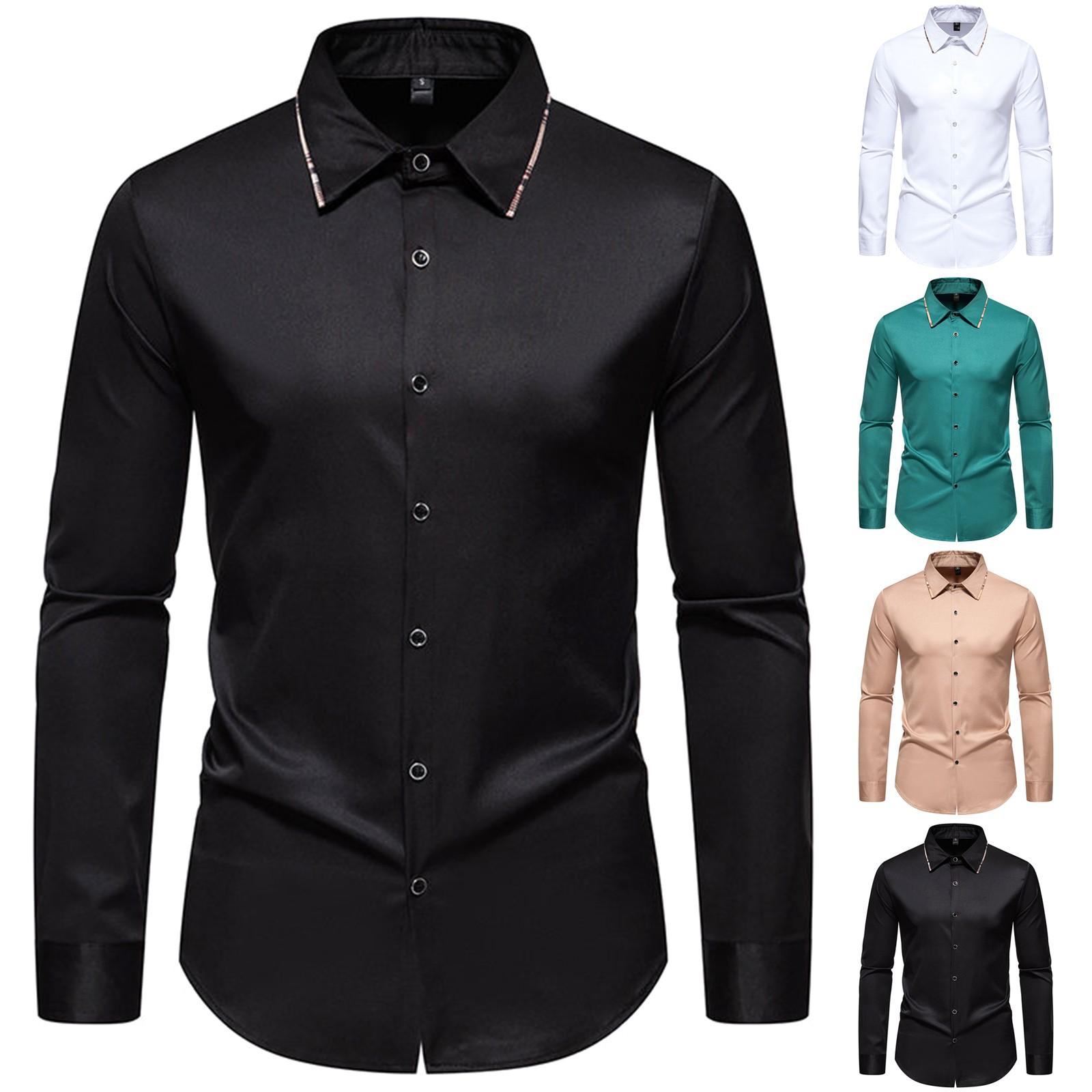 

Осенне-зимняя мужская рубашка с длинным рукавом и пуговицами с лацканами, однотонный повседневный топ