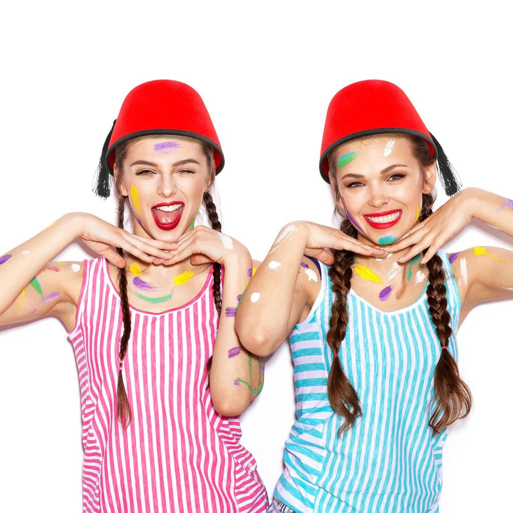 Men Moroccan Fez Hat Felt Turkish Hat Ottoman Tarboosh Hat with Black Tassels Ethnic Hat Universal Ottoman Turkish Hat