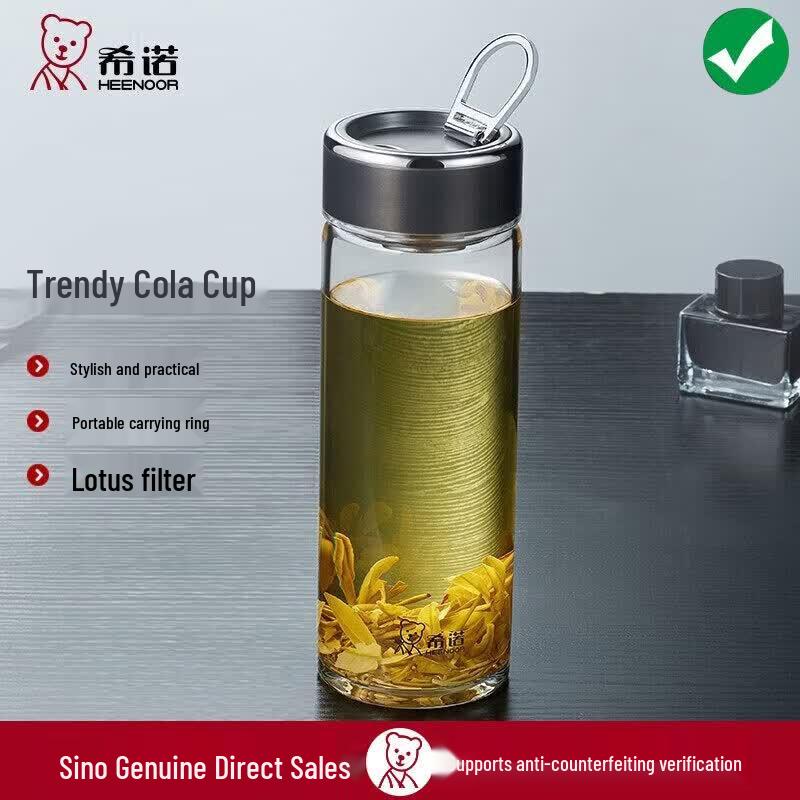Heenoor Portable Single-Layer Glass Water Cup