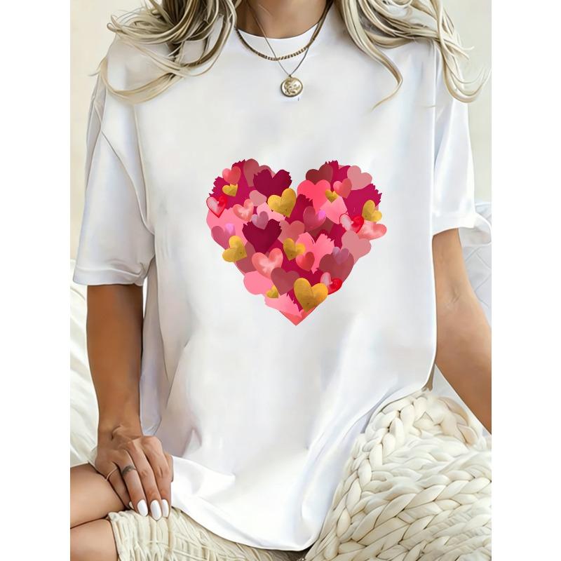 Oversized T Shirt Dress Black Heart Pattern Print Casual Wear For Women